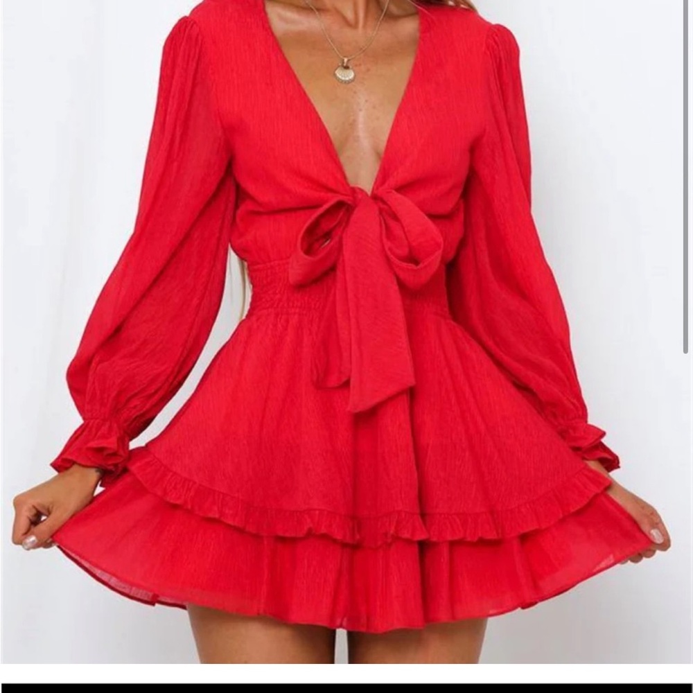Elegant Red Bow-Tie Dress